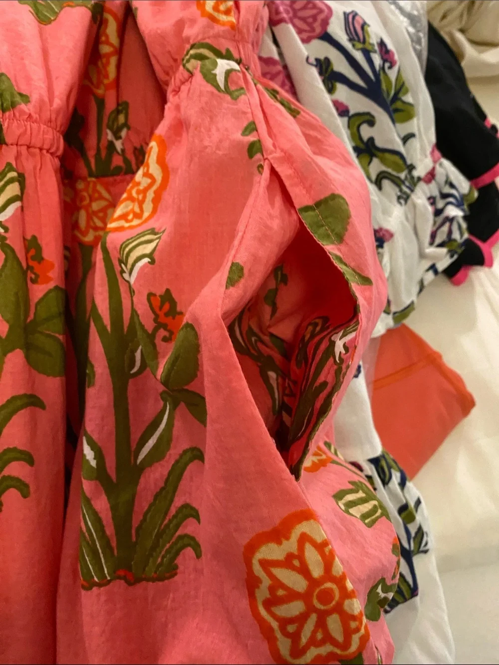 THML Pink Floral Maxi Dress with Olive Trim - Picture 9 of 13
